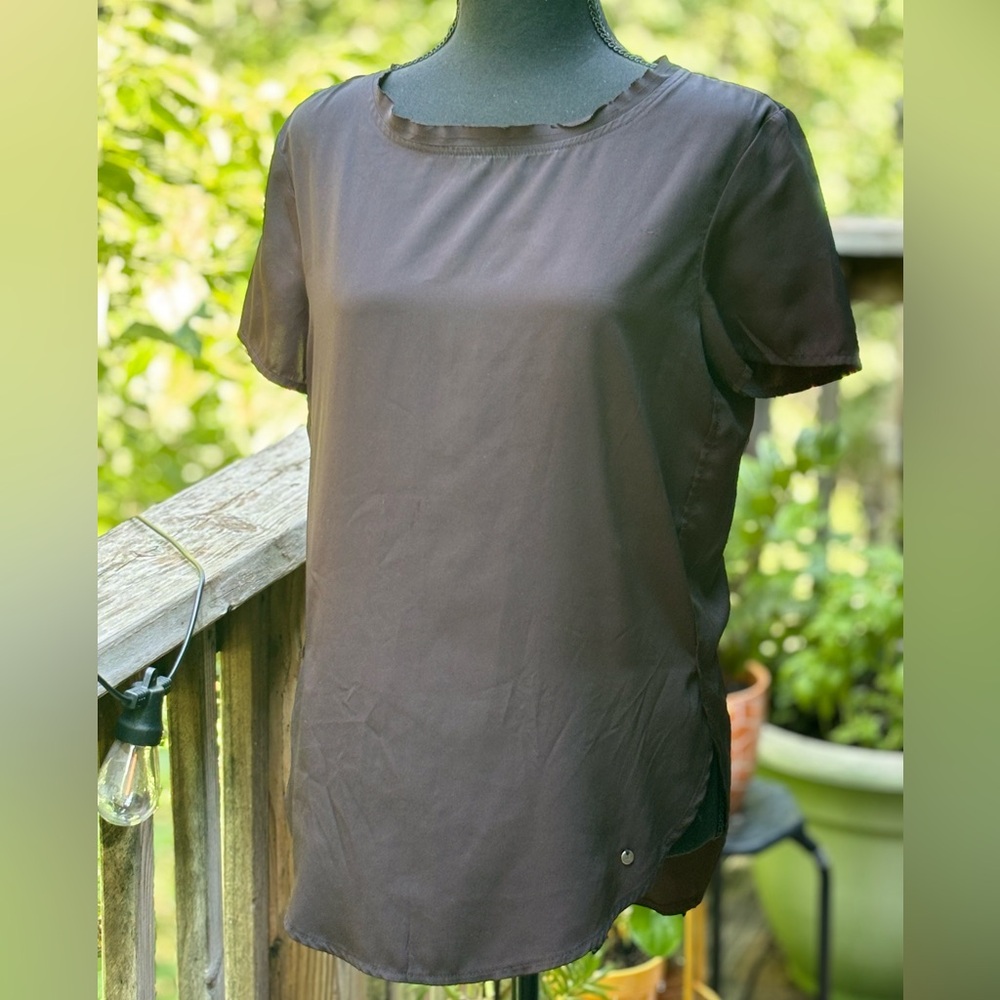 Abercrombie and Fitch Black Satin Back Zip Blouse
